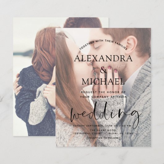 Budget Transparante Foto Wedding Invitations (Voorkant / Achterkant)