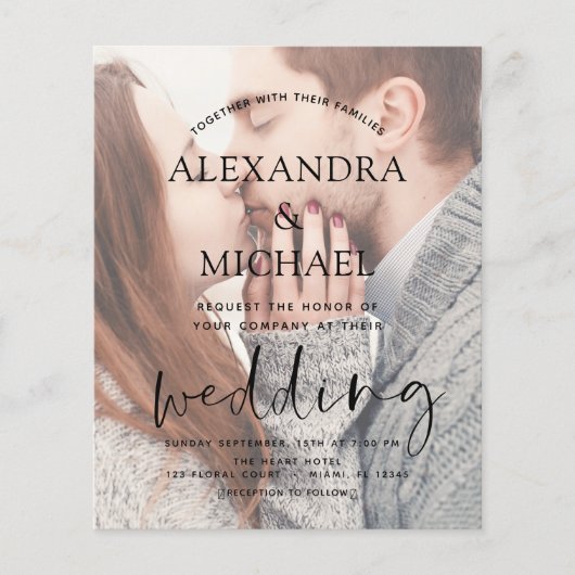 Budget Transparante Foto Wedding Invitations (Voorkant)