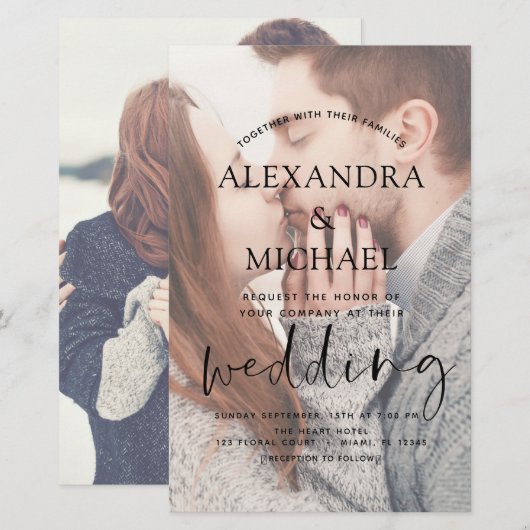 Budget Transparante Foto Wedding Invitations (Voorkant / Achterkant)