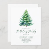 Budget Tree Christmas Holiday Party Uitnodiging (Voorkant / Achterkant)
