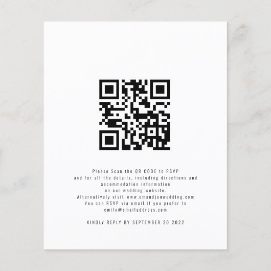 Budget Trees Foto QR Evening Wedding Invite (Achterkant)