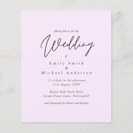 BUDGET Trendige Roze Huwelijksuitnodiging (Voorkant)