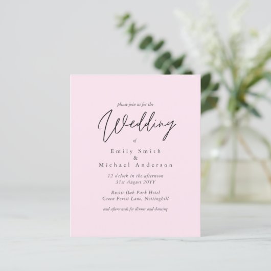 BUDGET Trending Color Pink Wedding Invite (Staand voorkant)