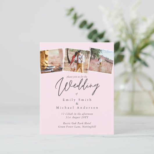 BUDGET Trending Color Pink Wedding Invite (Staand voorkant)