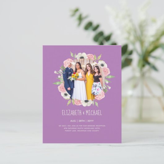 Budget Trending FOTO Huwelijksontvangst Uitnodigin (Staand voorkant)