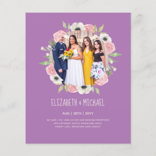 Budget Trending FOTO Huwelijksontvangst Uitnodigin (Voorkant)