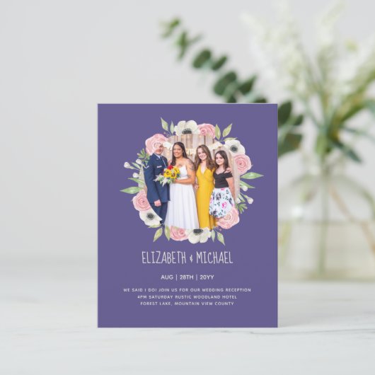 Budget Trending FOTO Huwelijksontvangst Uitnodigin (Staand voorkant)