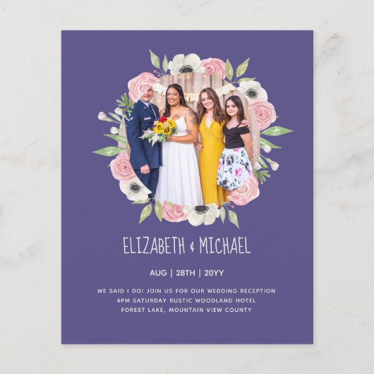 Budget Trending FOTO Huwelijksontvangst Uitnodigin (Voorkant)