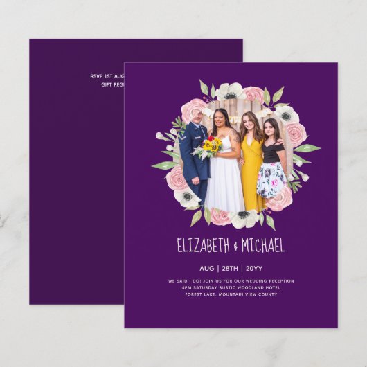 Budget Trending FOTO Huwelijksontvangst Uitnodigin (Voorkant / Achterkant)