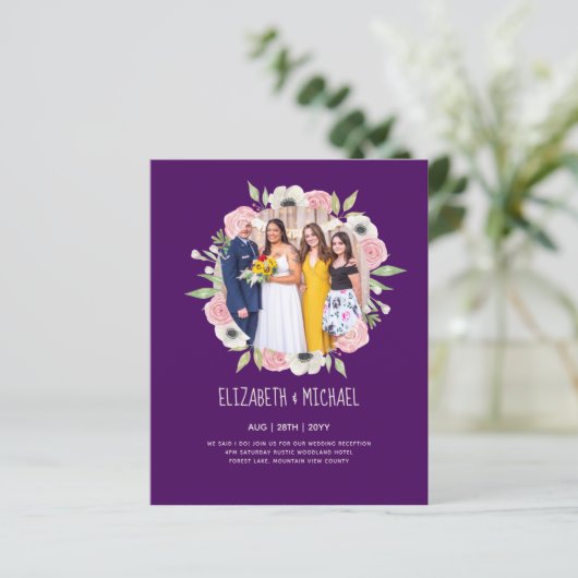 Budget Trending FOTO Huwelijksontvangst Uitnodigin (Staand voorkant)