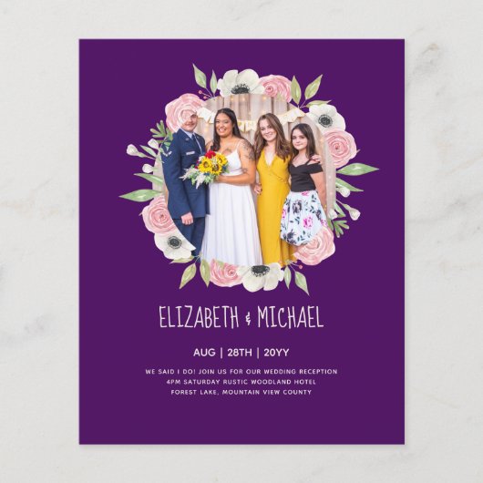 Budget Trending FOTO Huwelijksontvangst Uitnodigin (Voorkant)