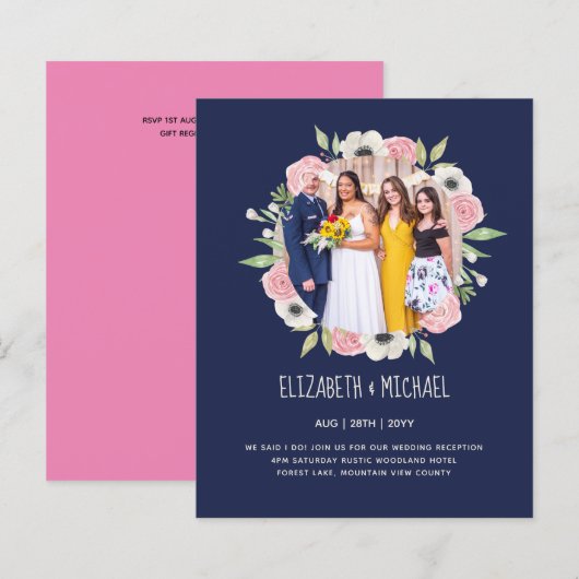 Budget Trending FOTO Huwelijksontvangst Uitnodigin (Voorkant / Achterkant)