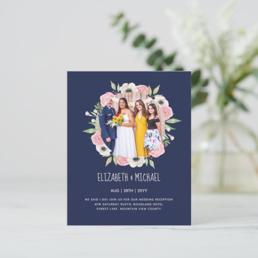 Budget Trending FOTO Huwelijksontvangst Uitnodigin (Staand voorkant)