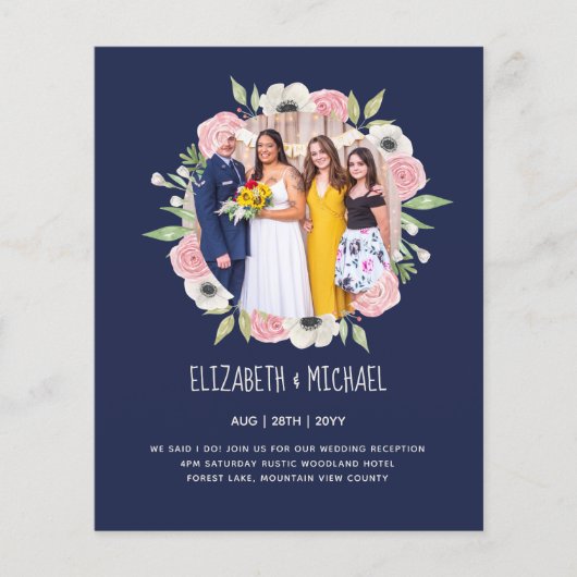 Budget Trending FOTO Huwelijksontvangst Uitnodigin (Voorkant)