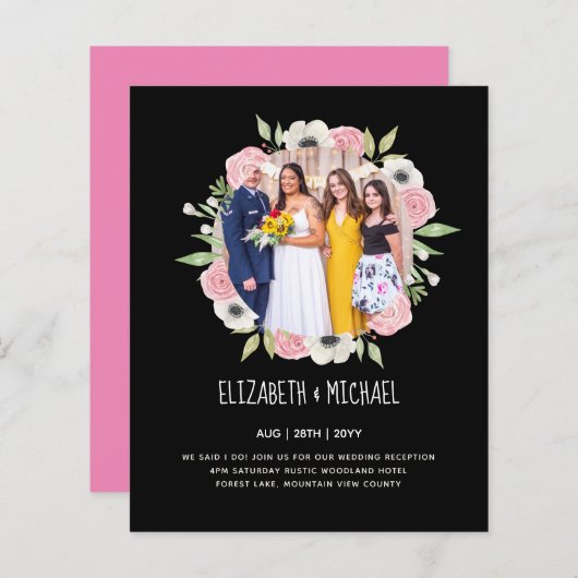 Budget Trending FOTO Huwelijksontvangst Uitnodigin (Voorkant / Achterkant)