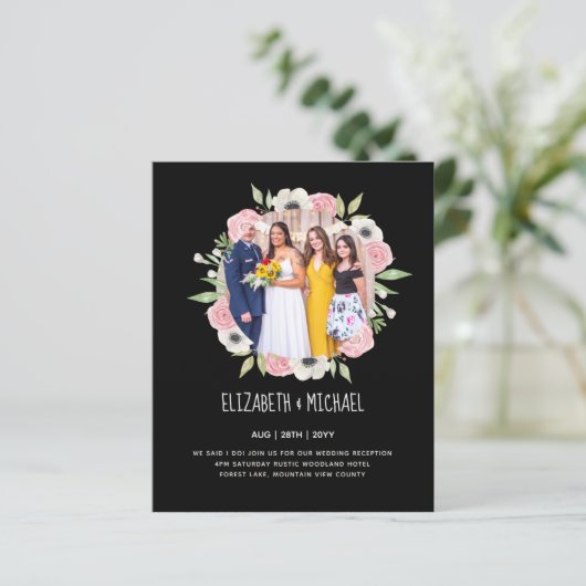 Budget Trending FOTO Huwelijksontvangst Uitnodigin (Staand voorkant)