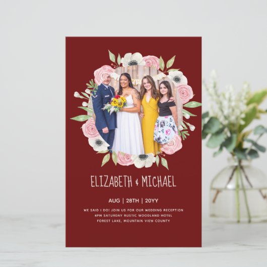 Budget trending foto trouwreceptie uitnodigingen (Staand voorkant)