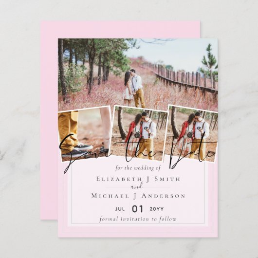 BUDGET Trending Trouw Kleur Roze Save the Dates (Voorkant / Achterkant)