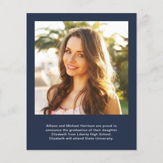 Budget Trendy 2 Aankondiging Fotoblauw Afstuderen (Achterkant)