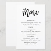 Budget Trendy Artsy Script Text Only Weddenmenu (Voorkant / Achterkant)
