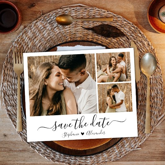 Budget Trendy Calligraphy Photo Save the Date Flyer