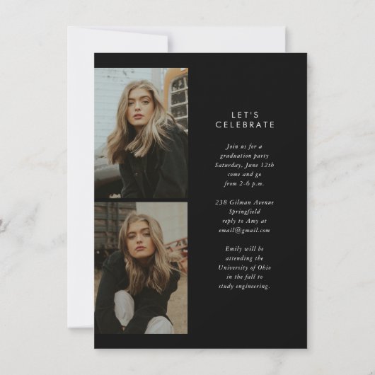 Budget Trendy Calligraphy Three Photo Afstuderen Kaart (Achterkant)