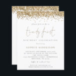 Budget Trendy Gold Glitter 21st Birthday Invite<br><div class="desc">Er zijn twee papieren opties om uit te kiezen voor deze grootte (4, 5 x 5, 6 inch) in het budgetbereik. Voor dit product adviseer ik de halfglansmachine van 110 gsm, die qua dikte vergelijkbaar is met een briefkaart. De Satin-optie is een veel dunner papier van 80 gr/m². Het gebrek...</div>