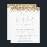 Budget Trendy Gold Glitter 21st Birthday Invite<br><div class="desc">Er zijn twee papieren opties om uit te kiezen voor deze grootte (4, 5 x 5, 6 inch) in het budgetbereik. Voor dit product adviseer ik de halfglansmachine van 110 gsm, die qua dikte vergelijkbaar is met een briefkaart. De Satin-optie is een veel dunner papier van 80 gr/m². Het gebrek...</div>