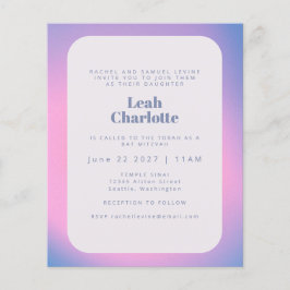Budget Trendy Gradient Paars Bat Mitzvah Invite