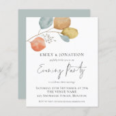 Budget Trendy Leaves Wedding Evening Party nodigt  (Voorkant / Achterkant)