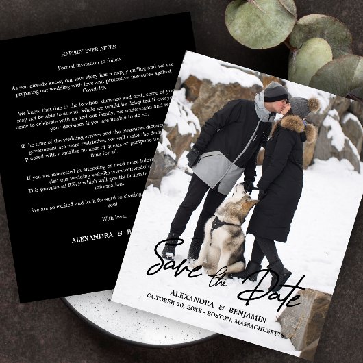 Budget Trendy Modern Typography Photo Verloving