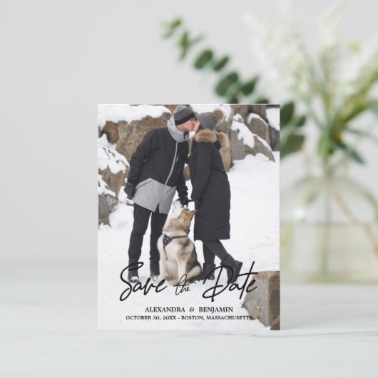 Budget Trendy Modern Typography Photo Verloving (Staand voorkant)