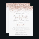 Budget Trendy Roos Glitter 21st Party Invitation<br><div class="desc">GEEF NOTA Er zijn twee papieren opties om van voor deze grootte (4.5 x 5.6") in de waaier van de Begroting te kiezen. Voor dit product zou ik de halfglansmachine, een 110 gsm-kaartvoorraad, sterk willen aanbevelen, vergelijkbaar in dikte met een briefkaart. De Satin-optie is een veel dunner papier van 80...</div>