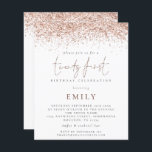Budget Trendy Roos Glitter 21st Party Invitation<br><div class="desc">GEEF NOTA Er zijn twee papieren opties om van voor deze grootte (4.5 x 5.6") in de waaier van de Begroting te kiezen. Voor dit product zou ik de halfglansmachine, een 110 gsm-kaartvoorraad, sterk willen aanbevelen, vergelijkbaar in dikte met een briefkaart. De Satin-optie is een veel dunner papier van 80...</div>