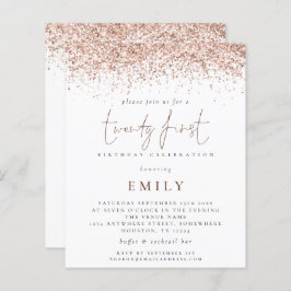 Budget Trendy Roos Glitter 21st Party Invitation