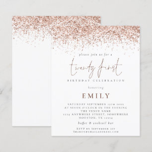 Budget Trendy Roos Glitter 21st Party Invitation