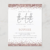 Budget Trendy Roos Gold Glitter 30th Party Invite (Voorkant)