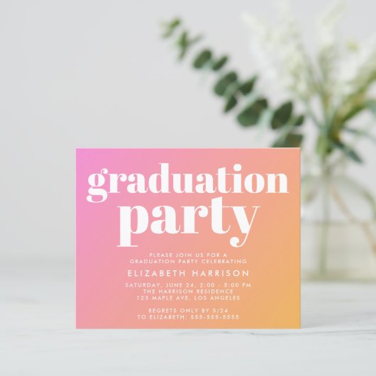 Budget Trendy Roze Graduation Party Uitnodiging (Staand voorkant)