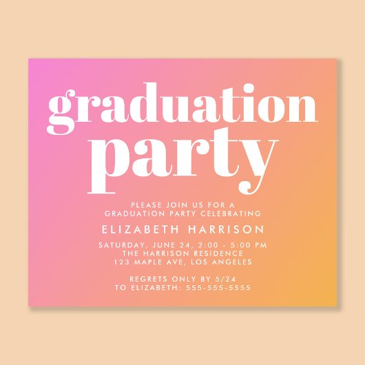 Budget Trendy Roze Graduation Party Uitnodiging