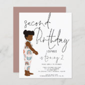 Budget Trendy Script Girl 2e verjaardag uitnodigin (Voorkant / Achterkant)