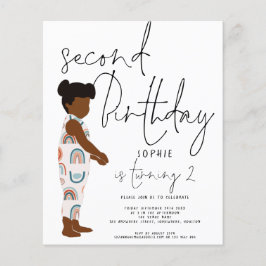 Budget Trendy Script Girl 2e verjaardag uitnodigin