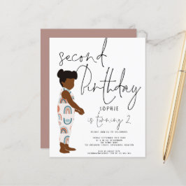 Budget Trendy Script Girl 2e verjaardag uitnodigin