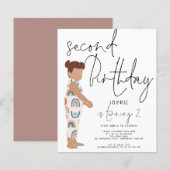 Budget Trendy Script Girl 2e verjaardag Uitnodigin (Voorkant / Achterkant)