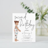 Budget Trendy Script Girl 2e verjaardag Uitnodigin (Staand voorkant)