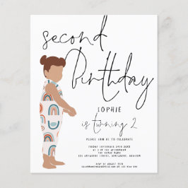 Budget Trendy Script Girl 2e verjaardag Uitnodigin