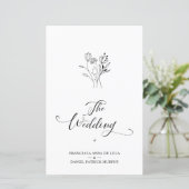 Budget Trendy Wildflowers Wedding Black & White (Staand voorkant)