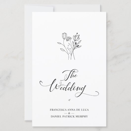 Budget Trendy Wildflowers Wedding Black & White (Voorkant)