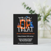 Budget Trick or treat Halloween Party Black Invite (Staand voorkant)