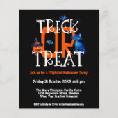 Budget Trick or treat Halloween Party Black Invite (Voorkant)