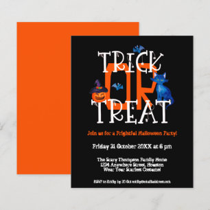 Budget Trick or treat Halloween Party Black Invite